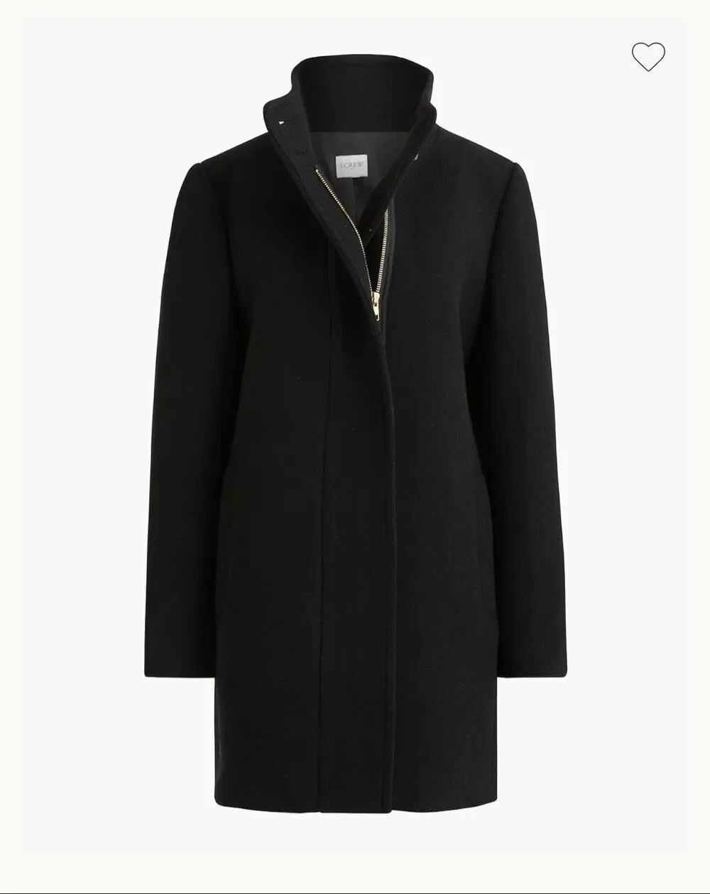 J. Crew Petite City Coat Button Neck 10 P Black Wool Blend